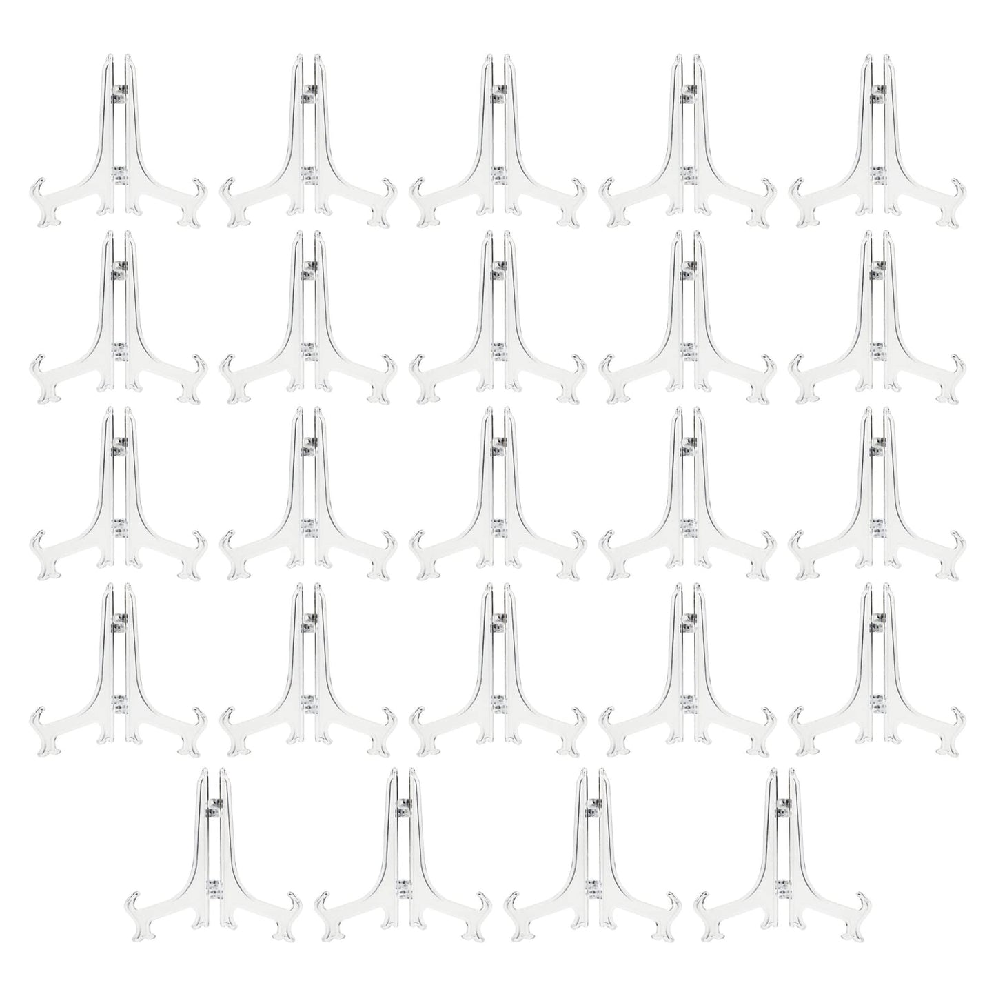 Juvale Mini Clear Acrylic Easel Stands - 24-Pack, 5.3-Inch, Clear Plastic - Mini Easel Sign Stand & Greeting & Place Card Display - Tabletop Photo Holders & Plate Holders
