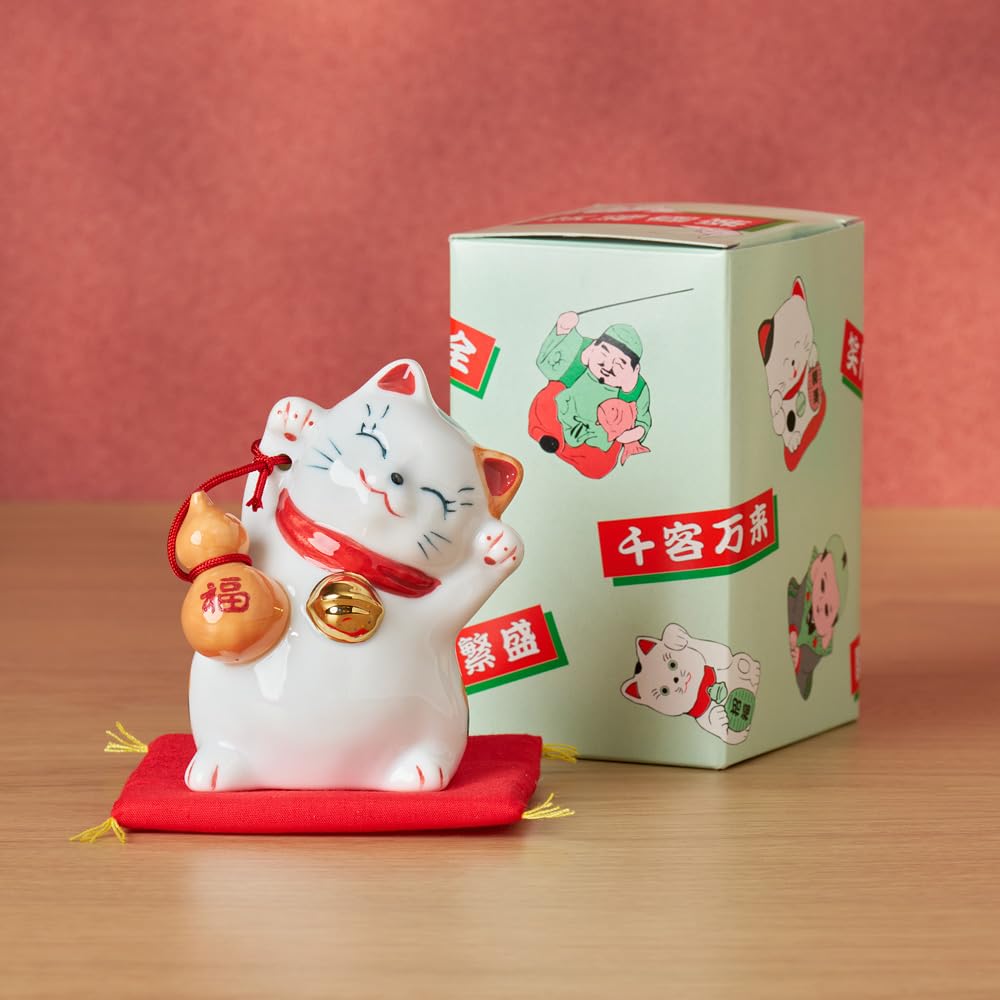 Maneki Neko Lucky Cat Figurine with Gourd – Japanese Home Decor SN-941-Z-US