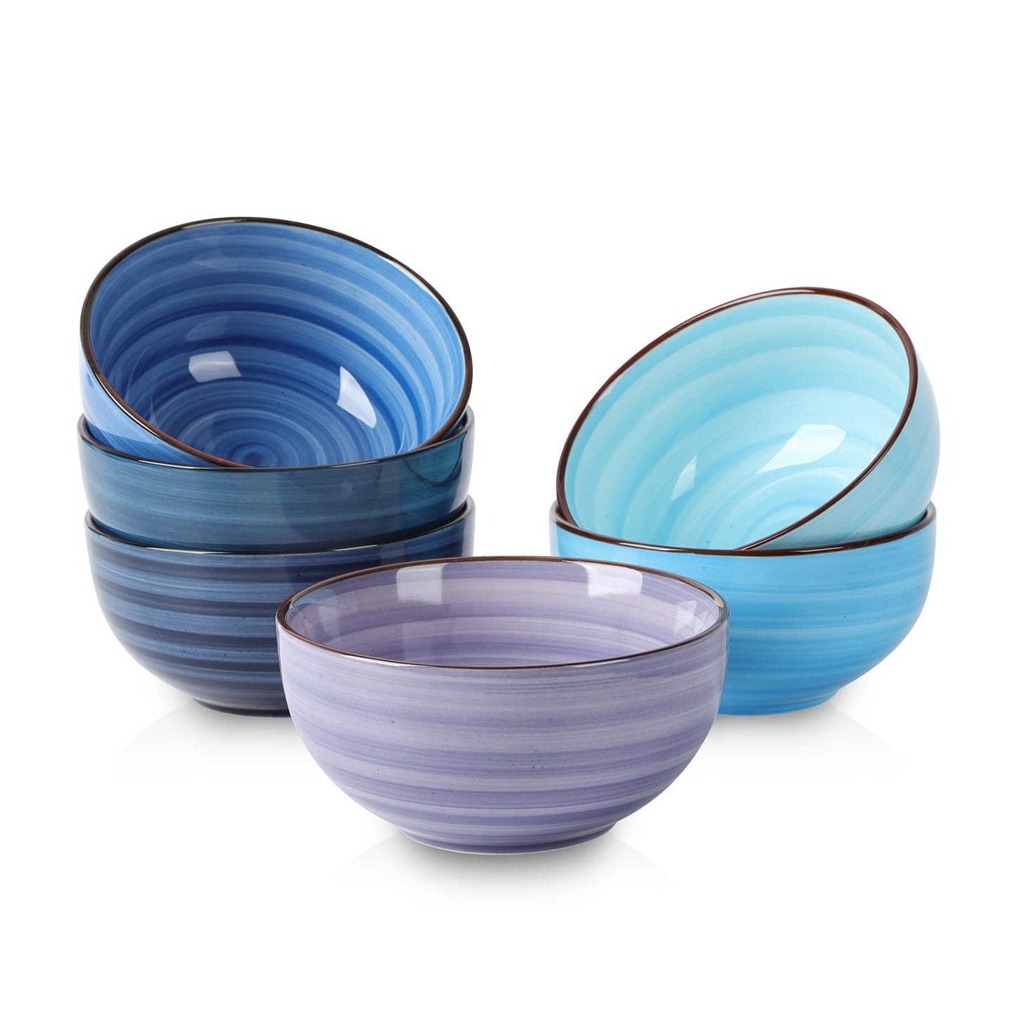 Selamica Ceramic 12 Oz Dessert Bowls Set, Small Bowls for Kitchen, 4.7 Inch Ice Cream Bowls for Snack Side Dishes Dips, Microwave Dishwasher Safe, Set of 6, Gradient Blue