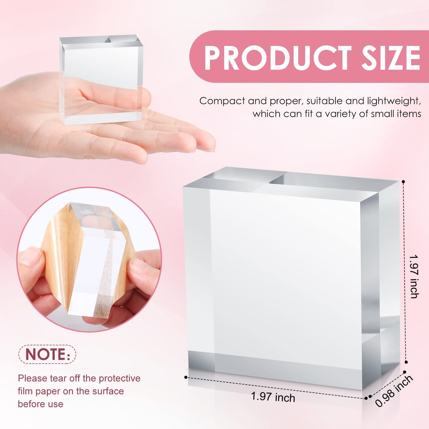 Kigeli 32 Pcs 2 x 2 x 1 Inch Clear Square Display Block Acrylic Polished Acrylic Cube Jewelry Display Holder Base Stands
