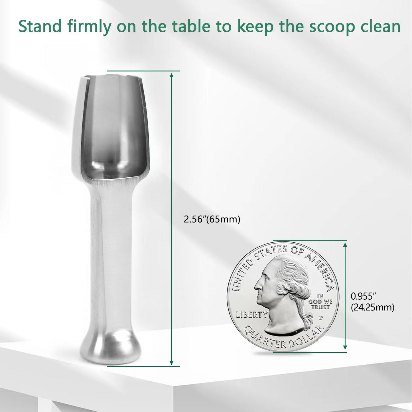 Mini SS304 stainless steel scoop with tamp tool,0.25 gram 2.56 inch capacity spoon for multi-purpose use sugar salt powder spices dishwashers safe for kitchen Laboratory