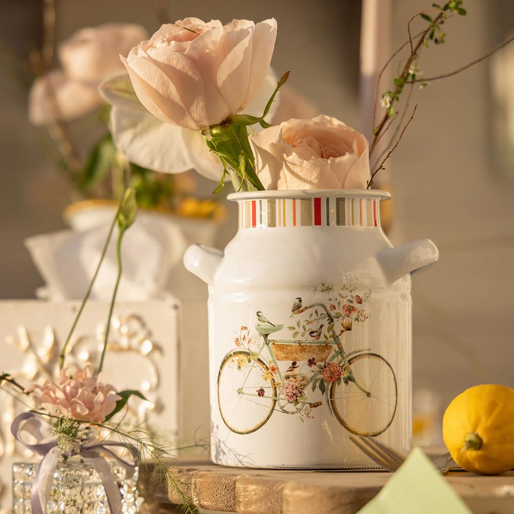 Vexiradine Enamel Rustic Farmhouse Vase,Decorative Flower Vases for Home Decor,Ideal Shelf Decor,Boho Vase for Living Room Bedroom Kitchen Office Centerpiece Table Decorations