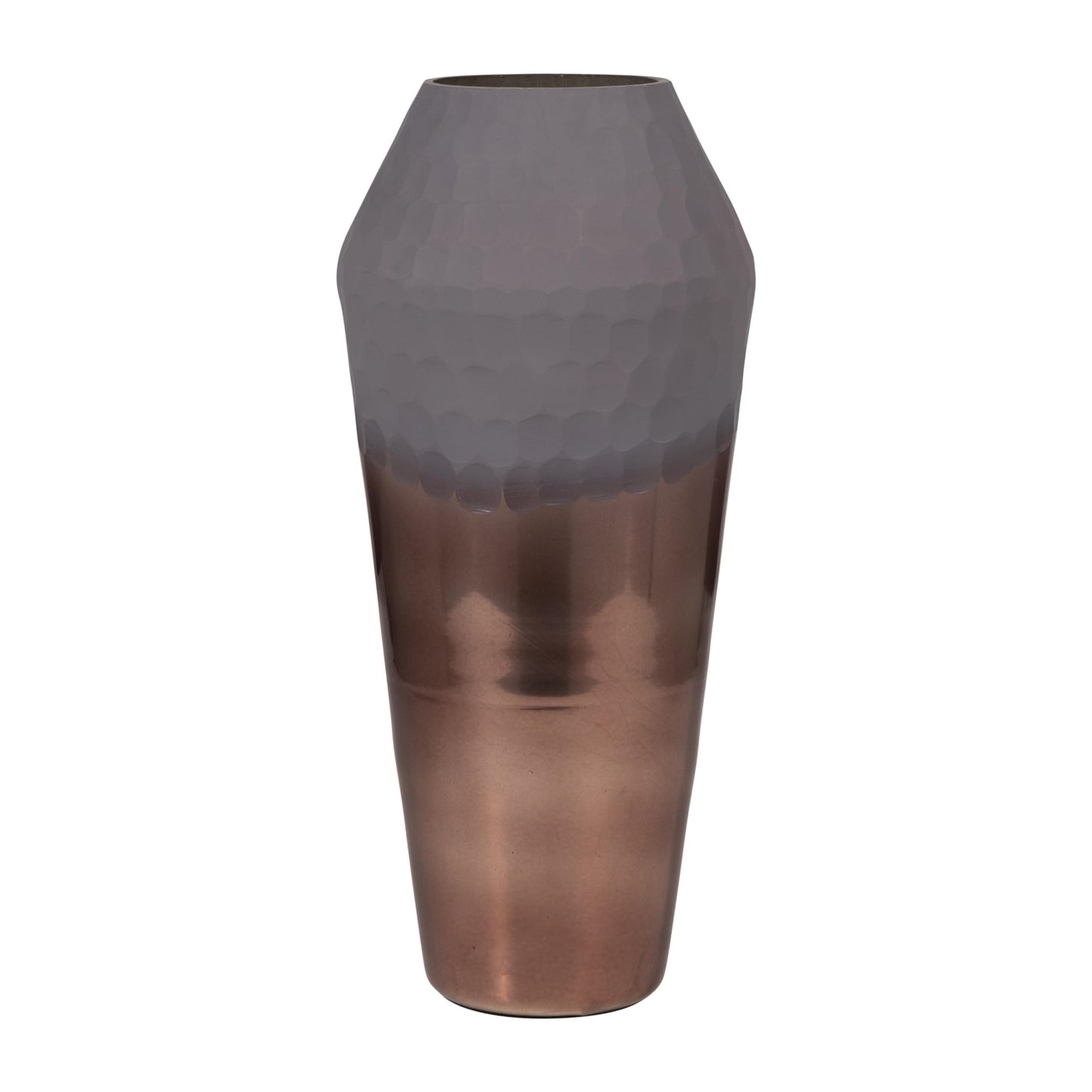 Sagebrook Home Glass Metallic Cylinder Hammered 2Tone Handcut Vase