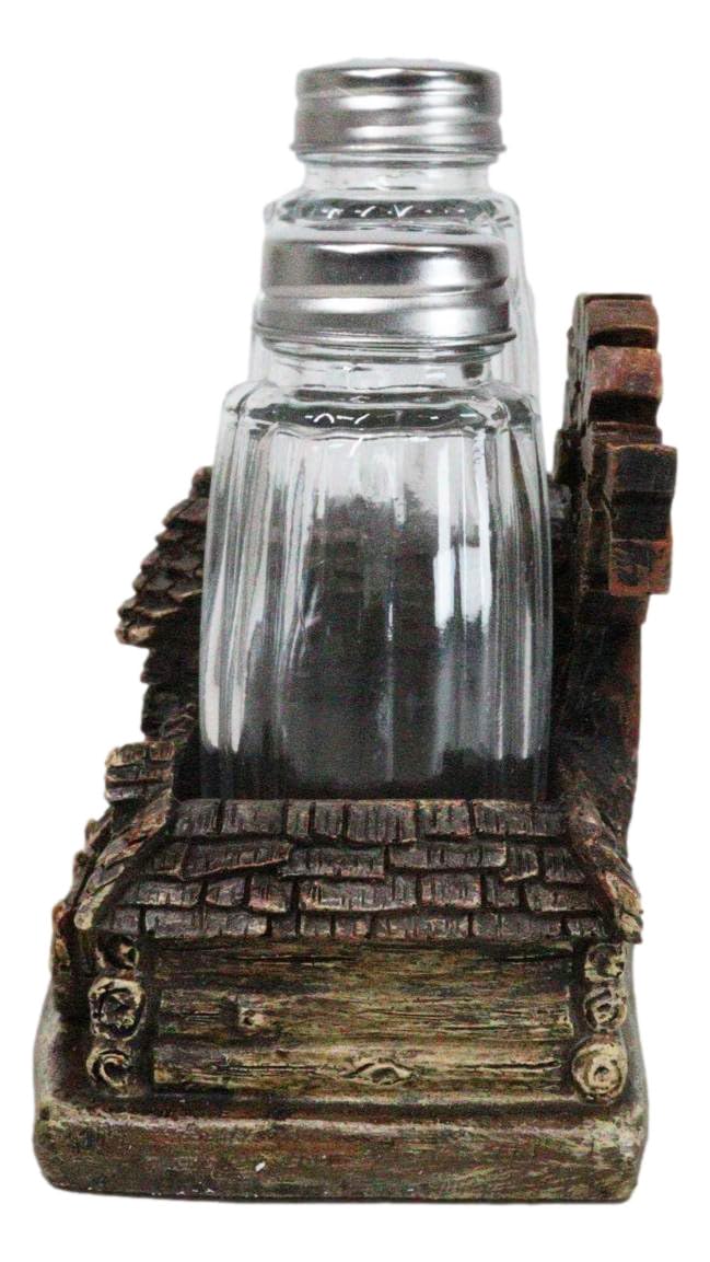 Ebros Gift Country Western Farmhouse Barn With Windmill And Wagon Salt And Pepper Shakers Holder Figurine Set Rustic Ranch Decor Sculpture