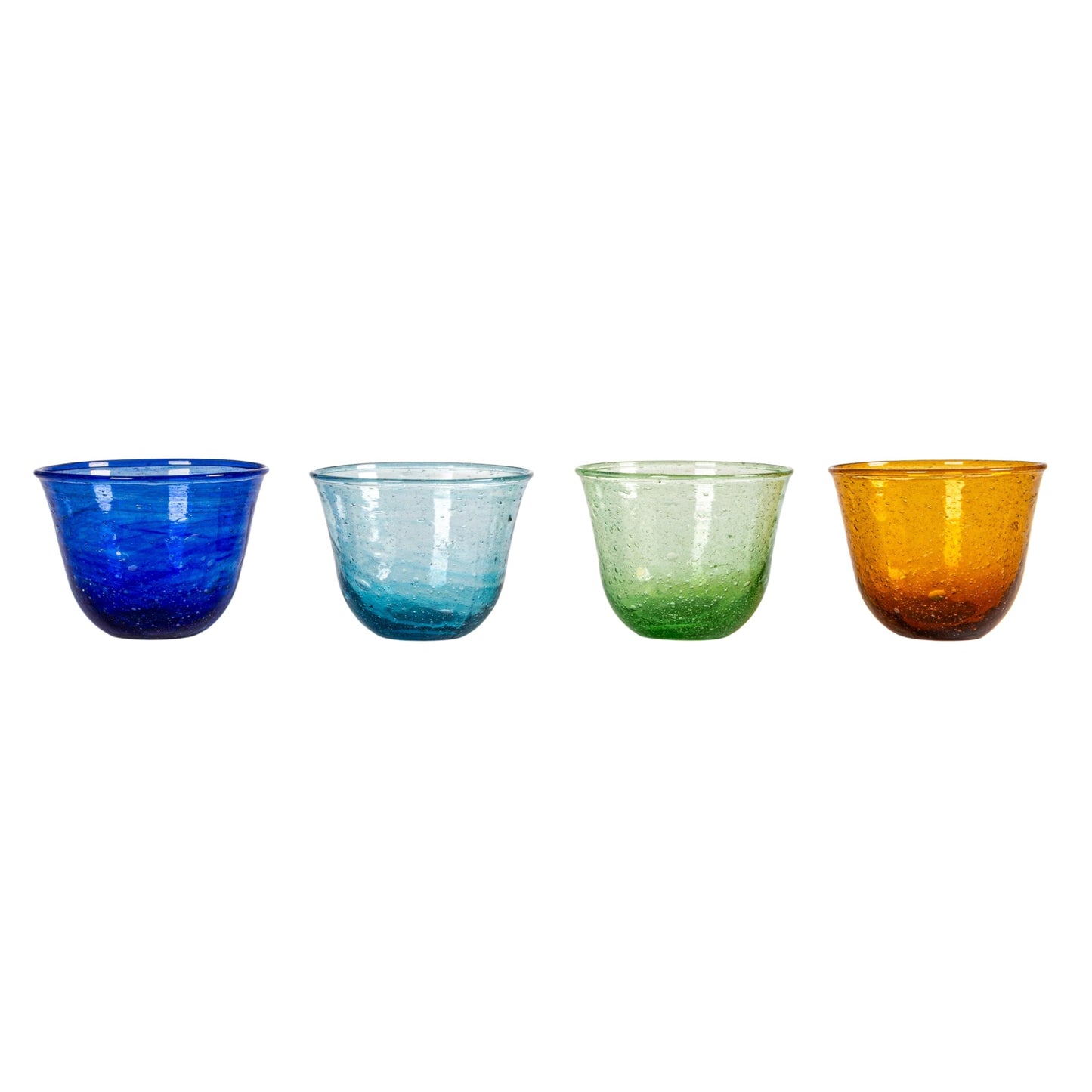 Creative Co-Op 12-Piece Hand-Blown Seeded Bowl/Drinking Glass, Multicolor