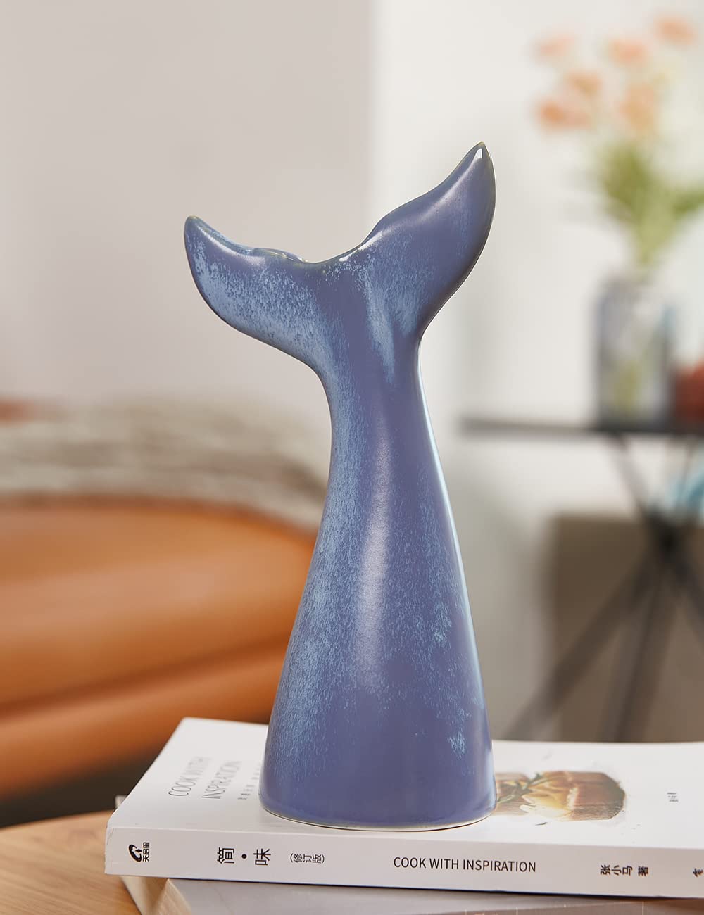 SEINHIJO Ceramic Flower Vase Modern Decor Sculpture Ocean Figurine Statue Table Centerpiece Art for Home Office Gift 11 Inch