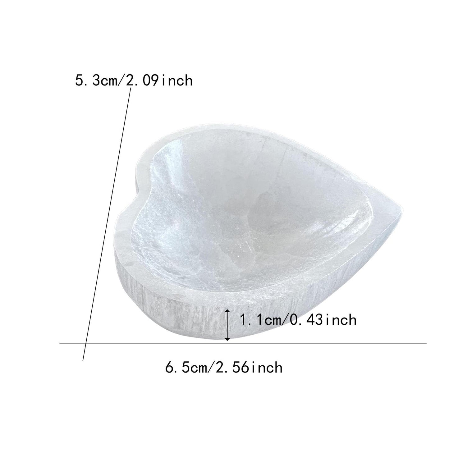 DYNWAVE Selenite Bowl Decor Centerpiece Table Decoration for Men Women Birthday Gift Crafts Ornament Heart Shape Storage Plate, 6.5cm