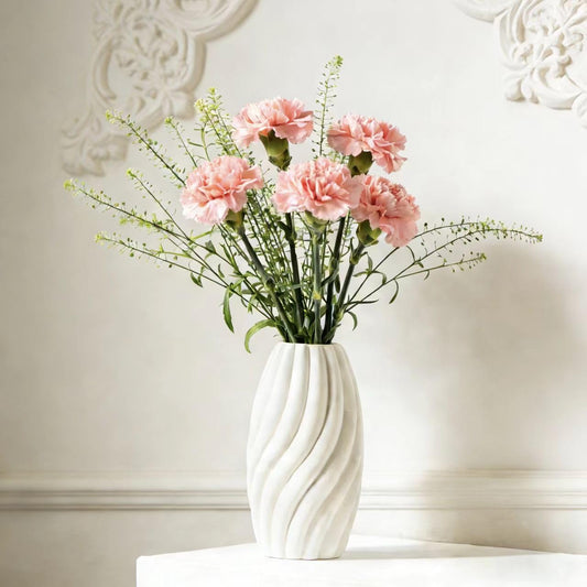 Rustic White Ceramic Vase for Home Decor,Antique Farmhouse Clay Jug Pitcher Vases for Aesthetic Textured Large Vintage Pottery with Handle for Centerpiece (8.2'')…