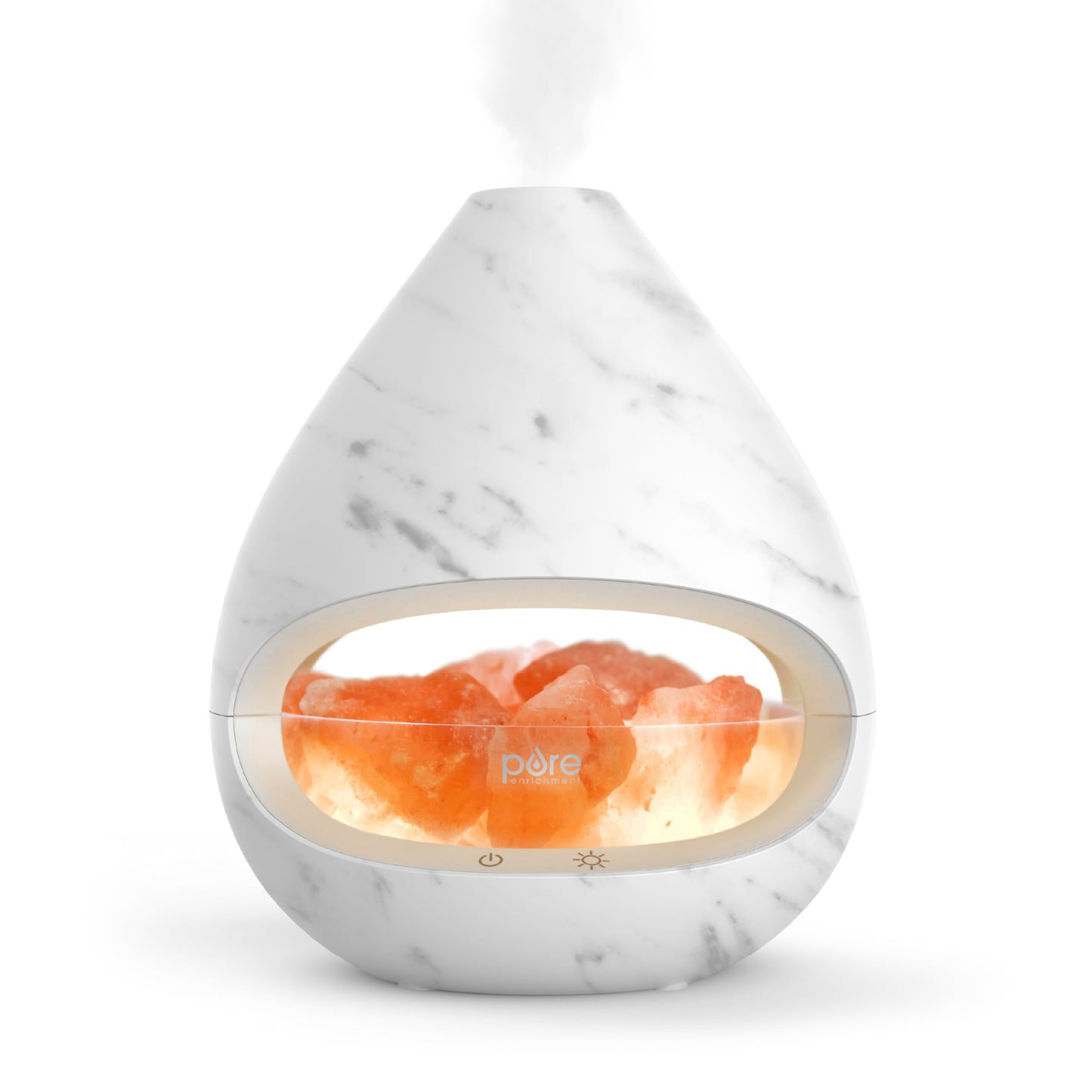 Pure Enrichment® PureGlow™ Crystal - 2-in-1 Himalayan Salt Lamp & Ultrasonic Essential Oil Diffuser, Original Salt Therapy Lamp, 100% Pure Himalayan Salt, Ambient Glow, 160 mL 16-Hour Tank (Marble)
