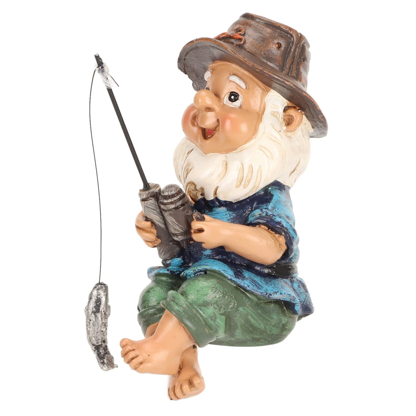 LiebeWH Fishing Gnome Sitter Garden Statue Resin Lawn Decor for Outdoor Decoration Shelf Pond and Waterfalls Ornament Dwarf Sculpture