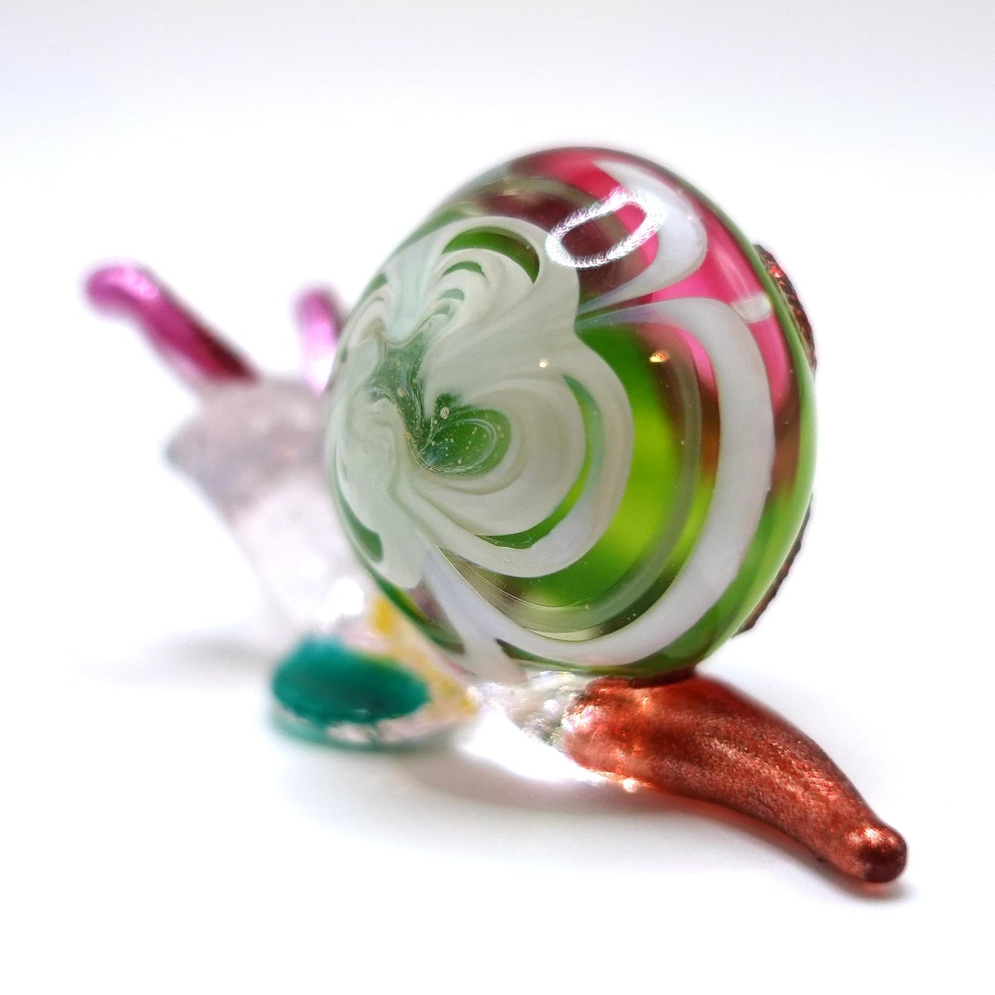 Sansukjai Snail Miniature Hand Blown Glass Art Figurines Animals Collectible Gift Home Decorate Ornament (Flower)