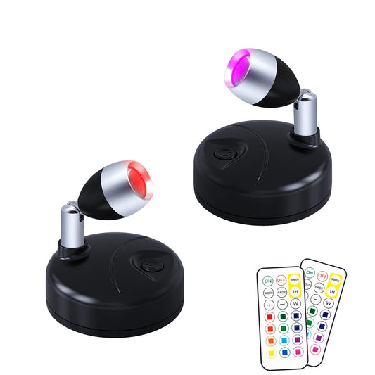 HFCDL Wireless LED Spot Light Indoor Color Changing Battery Operated Picture Light Stick On Anywhere with Dimmer & Timer 60 Lumens 13 RGB Colour for Home Decor, Displaying Artwork, Dartboard