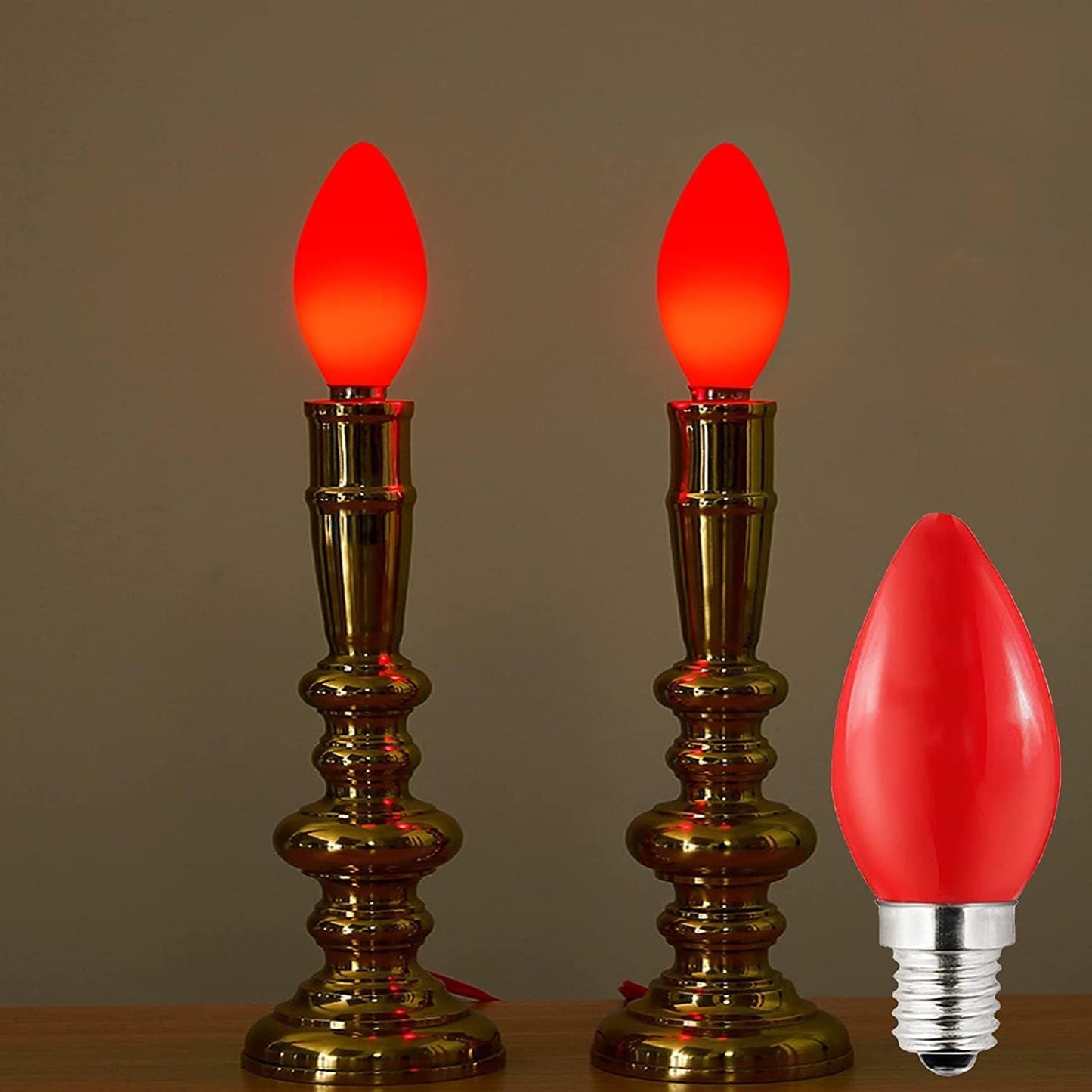 Minsily 16 Pack Red C7 LED Candelabra Light Bulbs 1W C7 Replacement Light Bulbs 8W Equivalent Mini E12 LED Decorative Bulb Candle Bulbs 110V Night Light Salt Lamp for Christmas Holiday Patio Decor