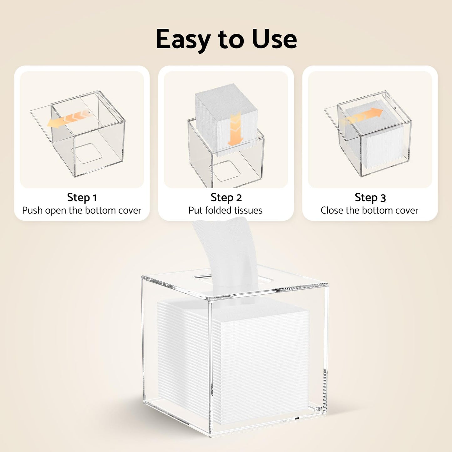 HIIMIEI Acrylic Tissue Box Cover 5.4x5.4x5.4'' Clear Tissue Holder Napkin Dispenser for Home Office Restaurant-Clear