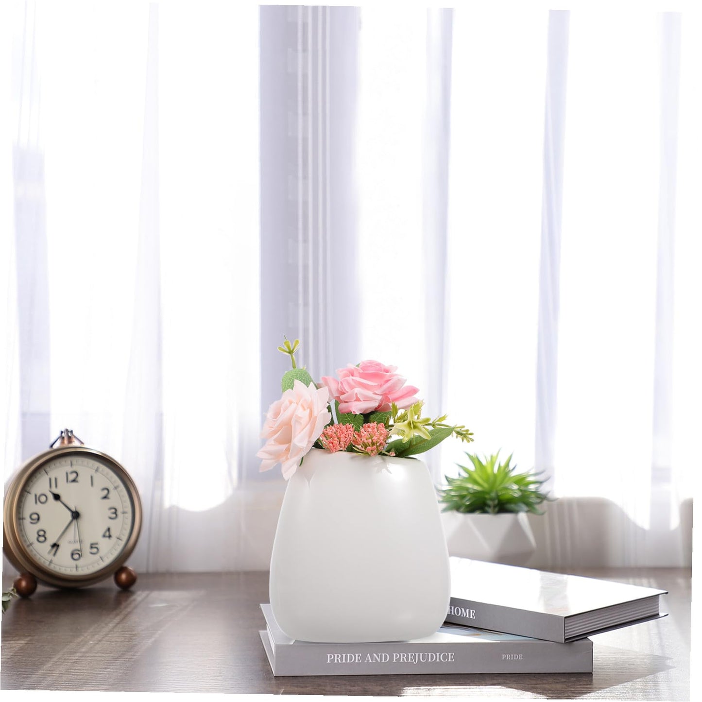HOMOCONO Ceramic Vase Small Tabletop Flower Vase for Single Stem Flowers Dried Arrangements Centerpiece for Dining Table Home Decor Office Desktop Decor DIY Flower Arrangement 4.33 X 3.54 X 4.13 in