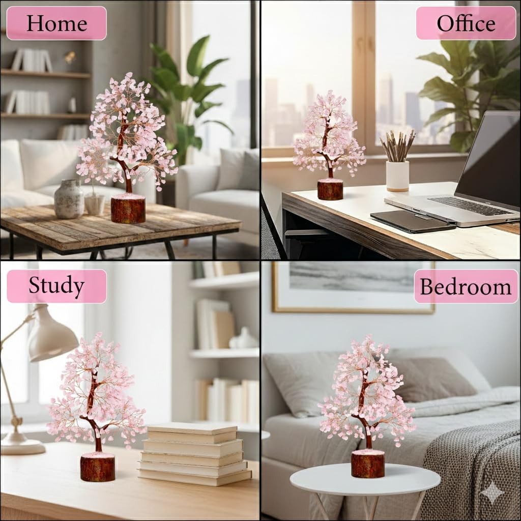 THE Unltd India Rose Quartz Crystal Tree of Life – Healing Pink Gemstone Bonsai, Love & Positive Energy, Birthday Gift for Women, Mom, Sister, Girlfriend - Positive Energy Gift for Women