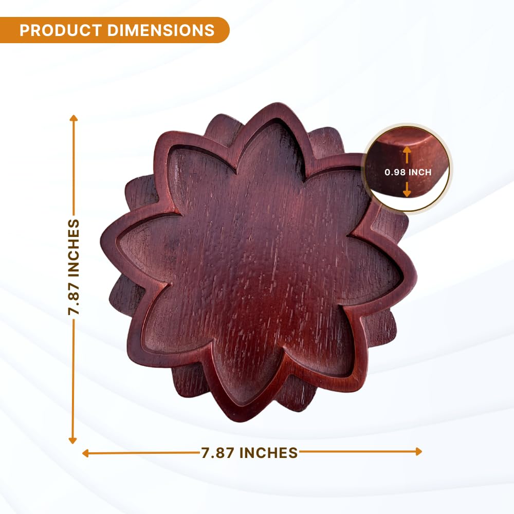 Wooden Lotus Crystal Tray for Stones - Display Your Crystals & Healing Stones - Crystal Holder for Rock Display - Crystal Organizer Bowl for Jewelry (7.87" x 7.87" x .98'') (Acacia Wood)