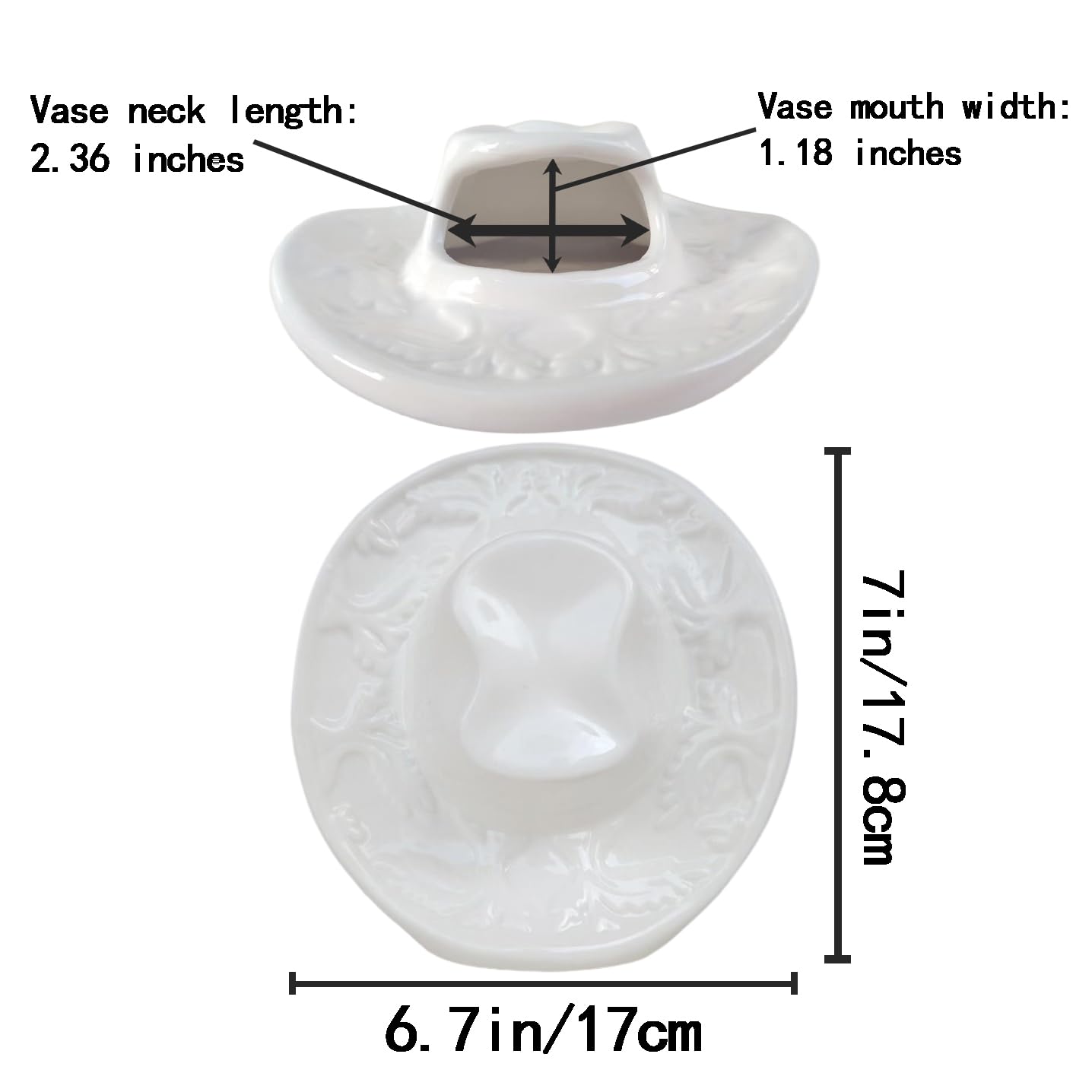XMMEIMK Vase White Hanging Vase, Ceramic Cowboy Hat Wall Plant Holder, Unique Modern 3D Wall Art Decoration