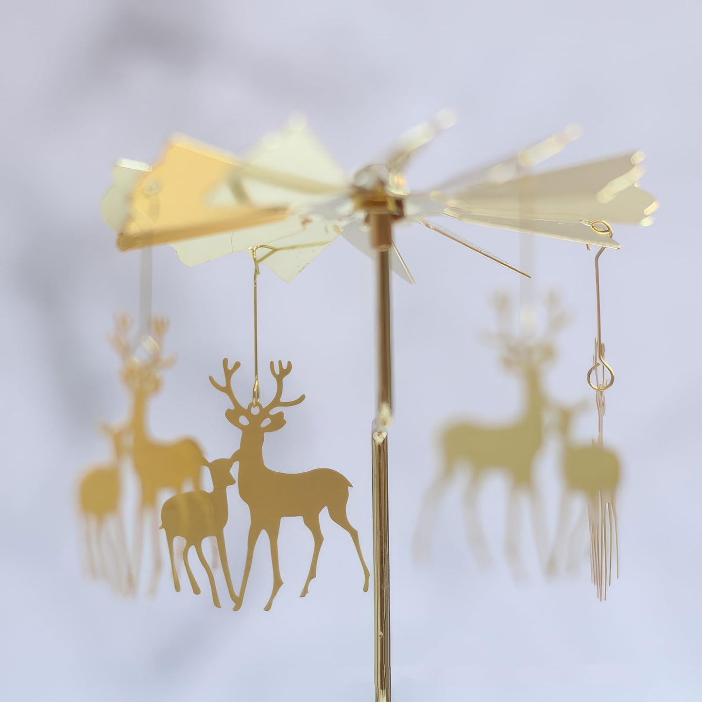 Gold Rotating Candle Holder, Spinning Fairy Carousel for Tealights, Decorative Centerpiece with Jewelry Tray (Fairy)