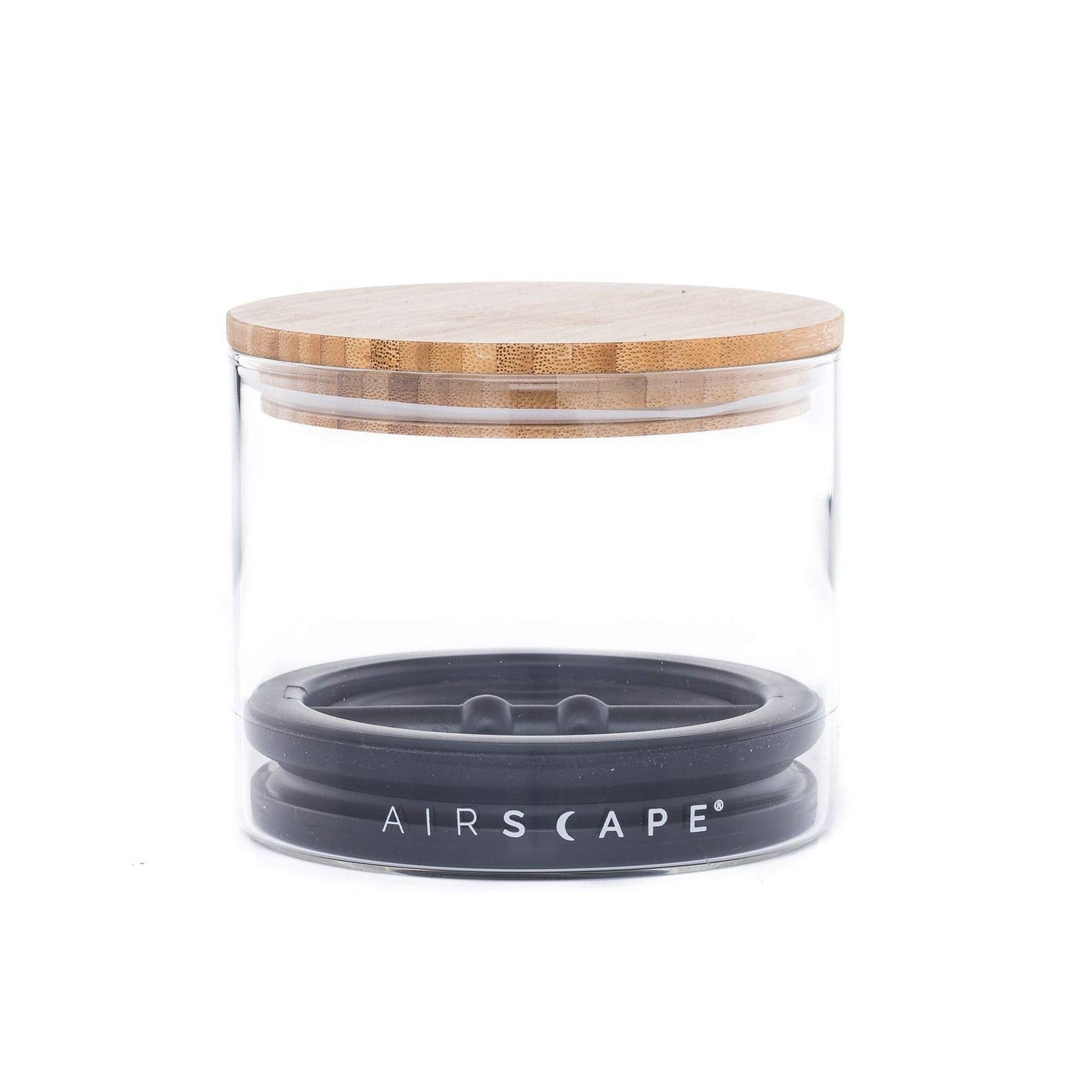 AirScape Glass Food Storage Canister - Glass Storage With US Patented Airless Inner Lid & Bamboo Top Lid - Preserves Food Freshness (Small 4-Inch)