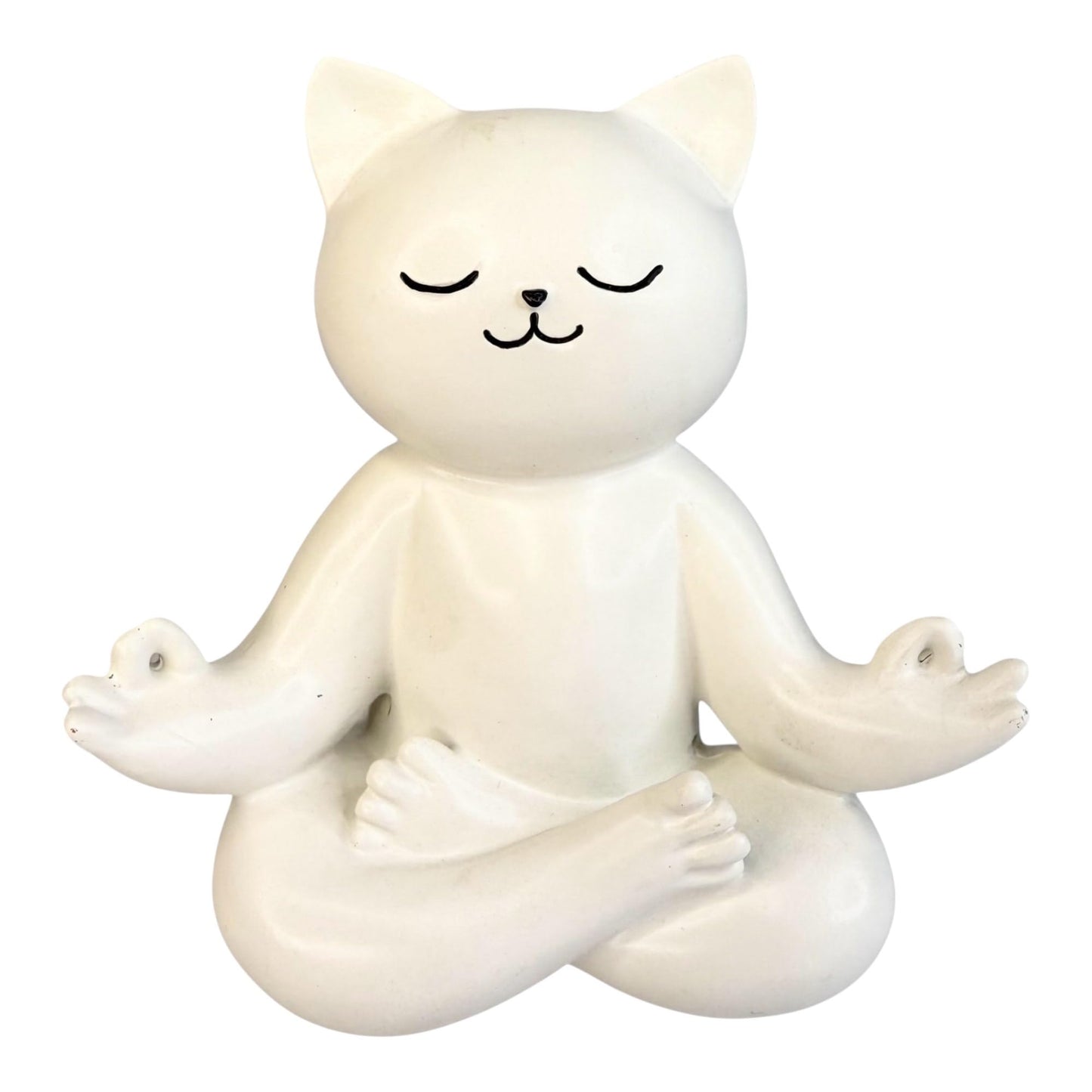 Top Brass Yoga Cat Figurine – Playful White Resin Zen Kitty Statue for Home Meditation Décor, Fun Gift for Pet Lovers & Yogis