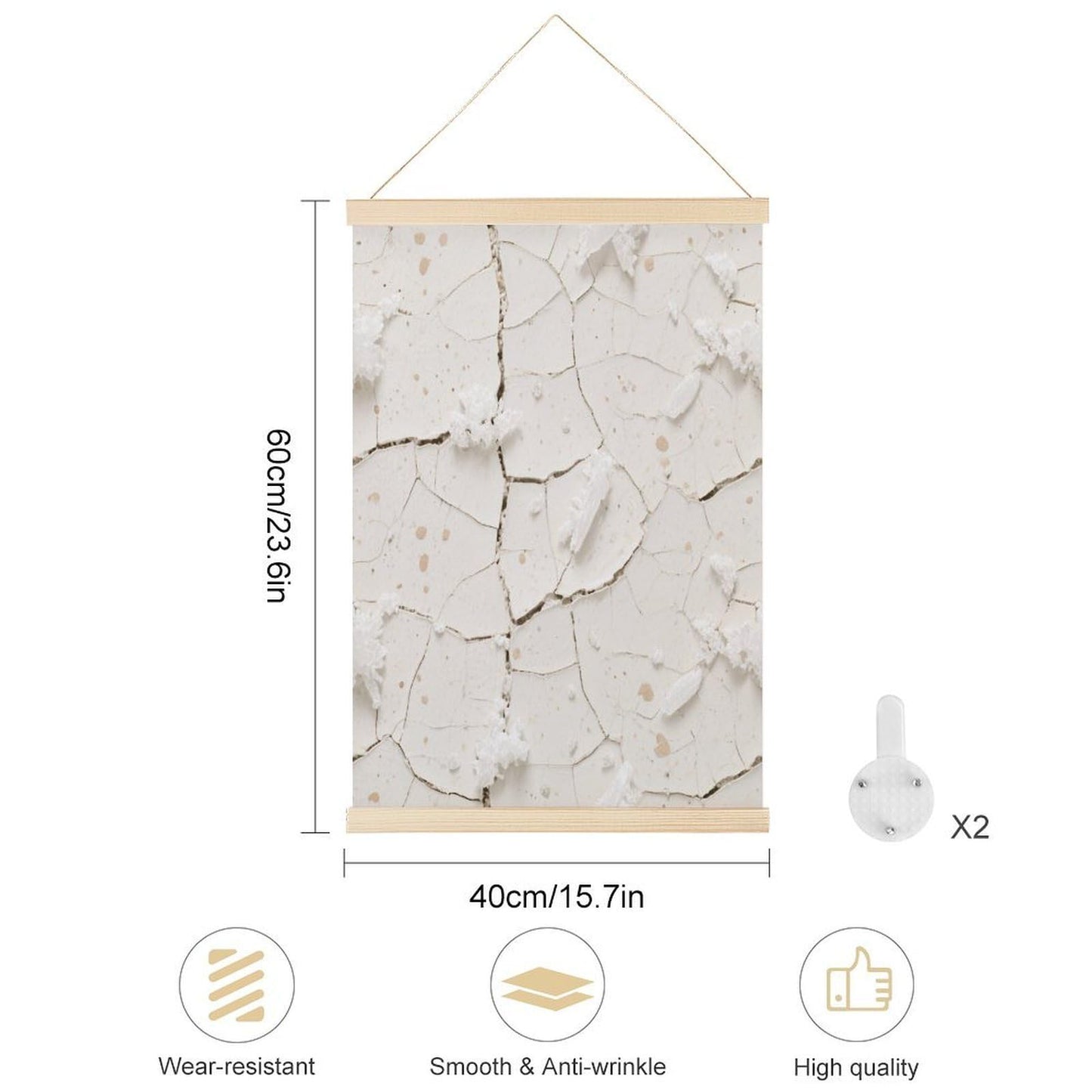 Gypsum Salt Crystals Magnetic Poster Hanger Frame, Wood Wooden Magnet Hanging, Magnetic Poster Frame for Photo Picutre Canvas Artwork Art Print Wall Hanging