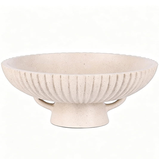 Large Decorative Bowl, 10.8" Beige Pedestal Bowl, Decorative Fruit Bowl for Home Decor, Stylish Key Bowl for Entry Table,Decorative Fruit Bowl for Kitchen Counter, Coffee Table Decor, Entryway Key