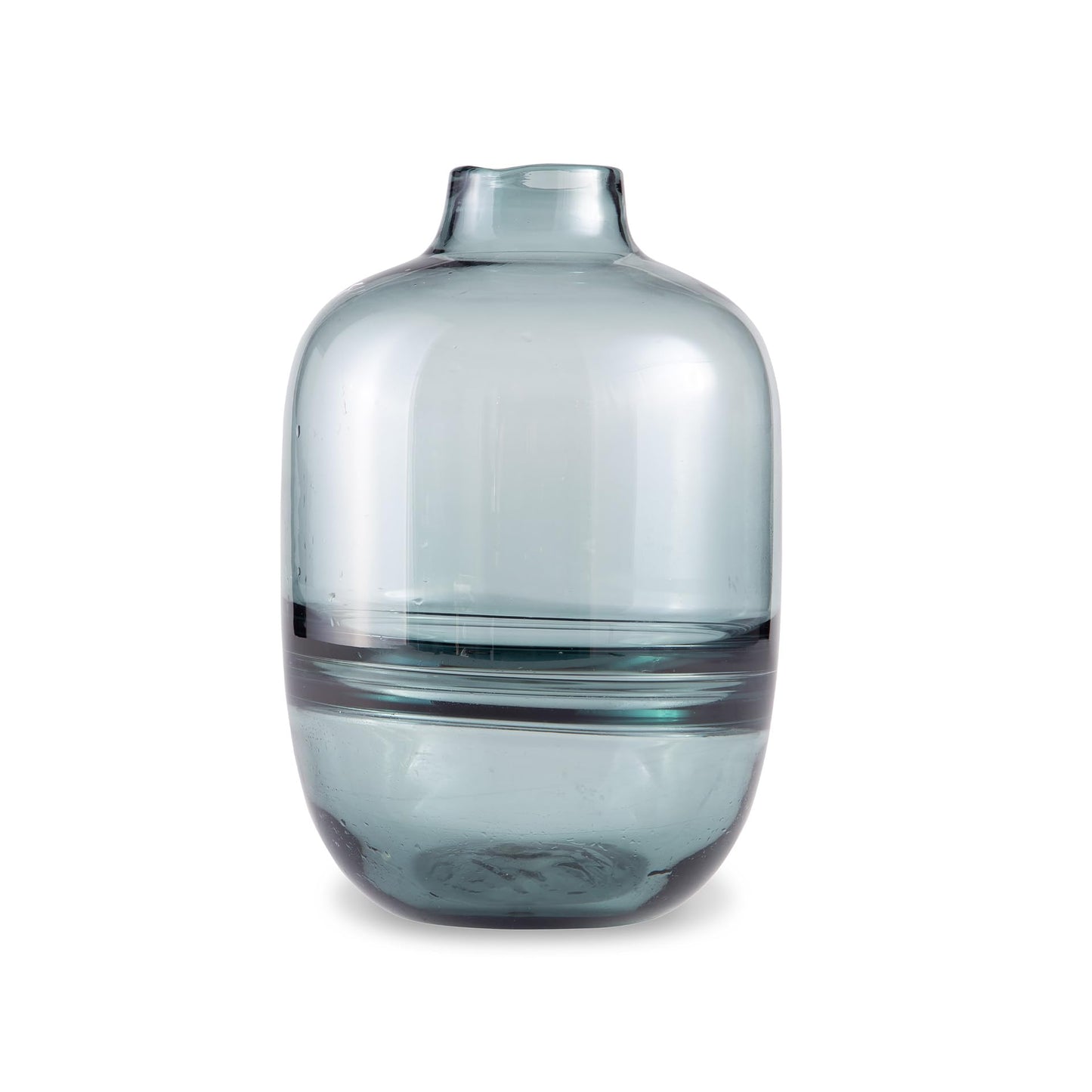 Signature Design by Ashley Lemmitt Teal Glass Vase, 10 Inch Watertight Decorative Bottle, Glass Construction for Contemporary Table Centerpieces, Transparent Blue