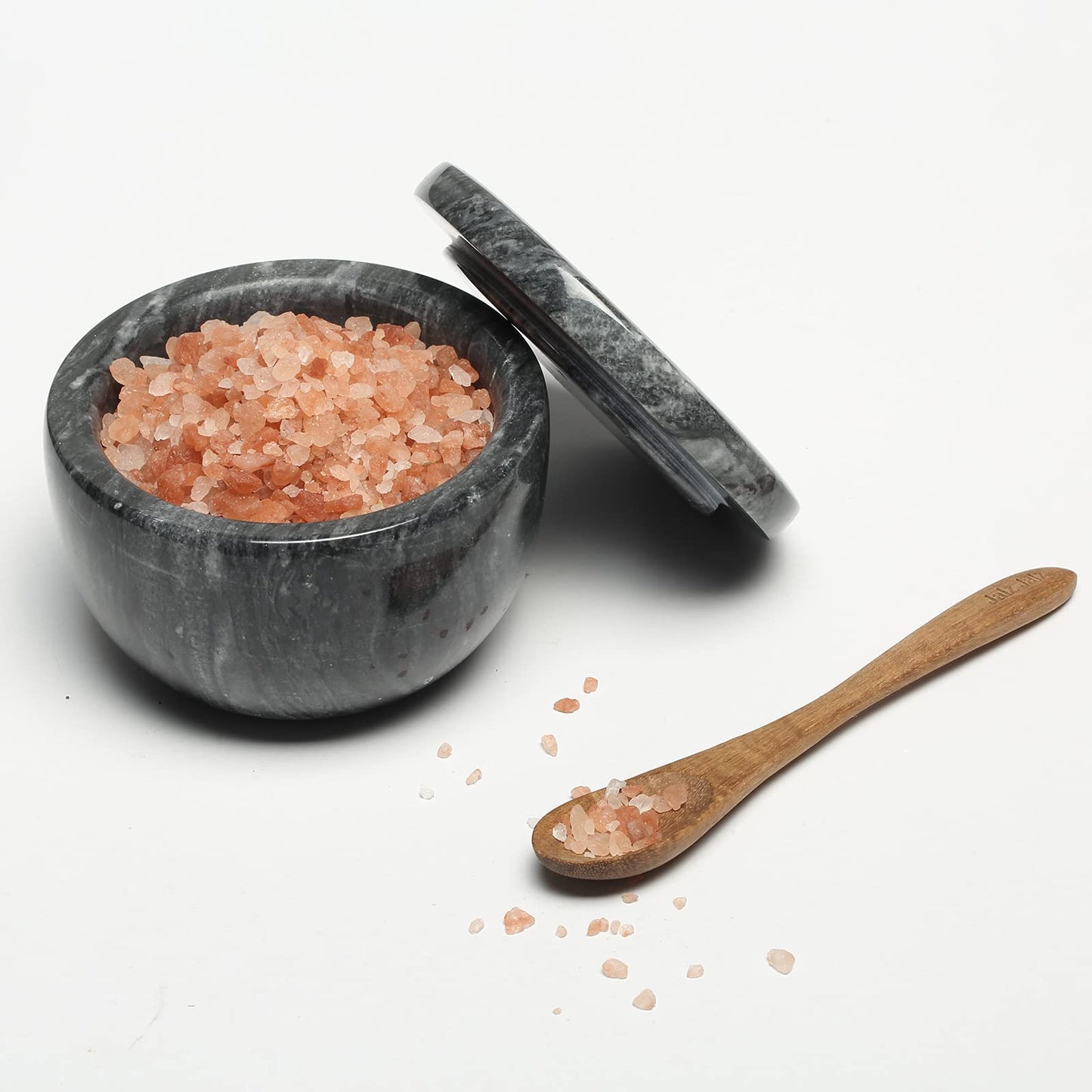 jalz jalz Marble Salt Box Spice keeper Black Big Salt Cellar Natural Material Salt Container Spice Cellar Large Capacity