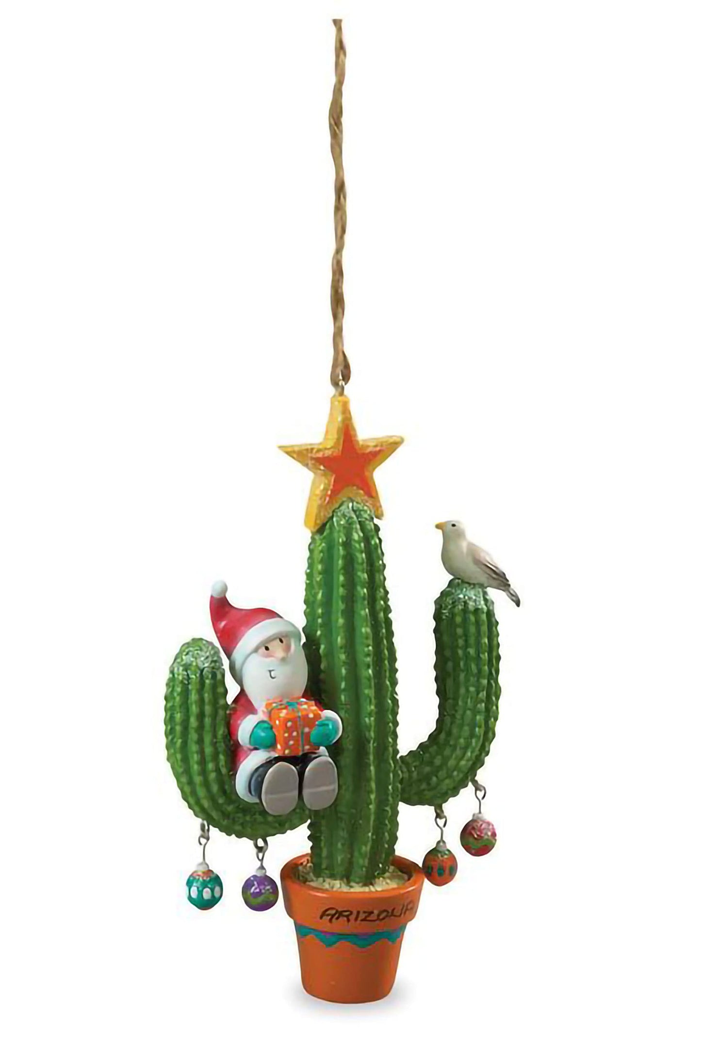Cape Shore Christmas Resin Ornament, Santa on Saguaro Gift for Retirement Beach Lover Holiday Tree Decoration, Home Collection