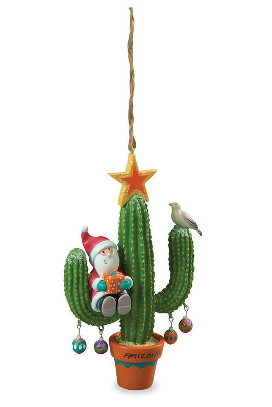 Cape Shore Christmas Resin Ornament, Santa on Saguaro Gift for Retirement Beach Lover Holiday Tree Decoration, Home Collection