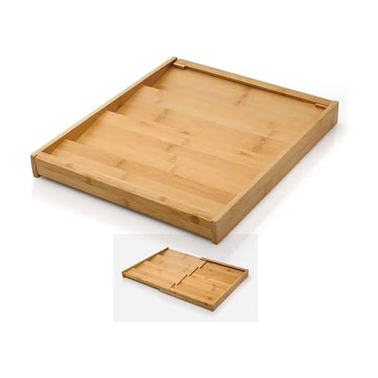 Copco Bamboo Expandable Spice Organizer Drawer and Counter Lazy Susan Turntable Style Tiered Rack - Adjustable 4-Tier Natural Wood Kitchen Spice Storage Organizer for Cabinet, Pantry, or Bathroom