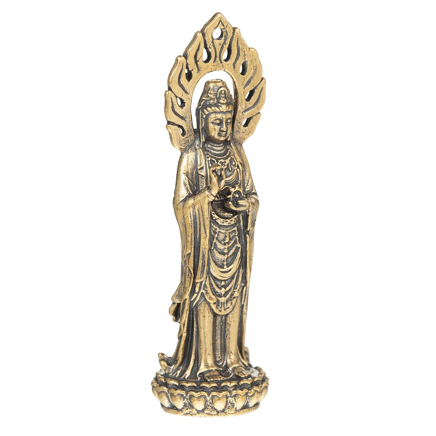 Pure Copper Guan Yin Statue - Handmade Quan Yin Statues for Meditation Altar, Goddess of Mercy and Compassion