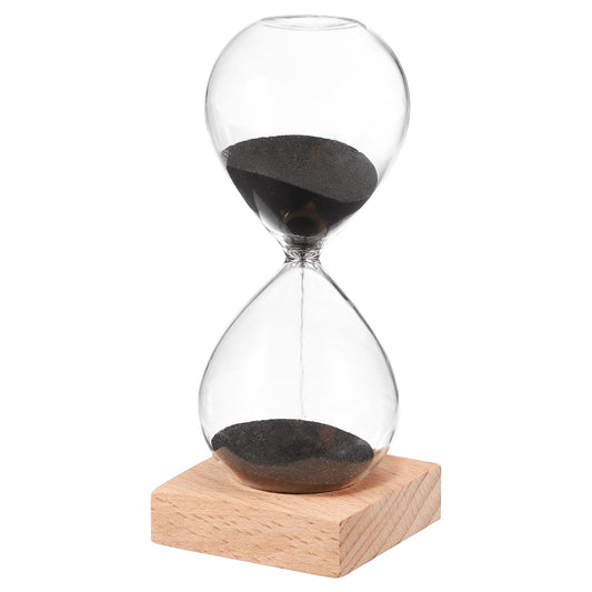 PATIKIL 10 Minutes Sand Timer, Sand Watch with Wood Base Hour Glass Sandglass Timer Clock for Living Room Home Office Restaurant Decoration, Black