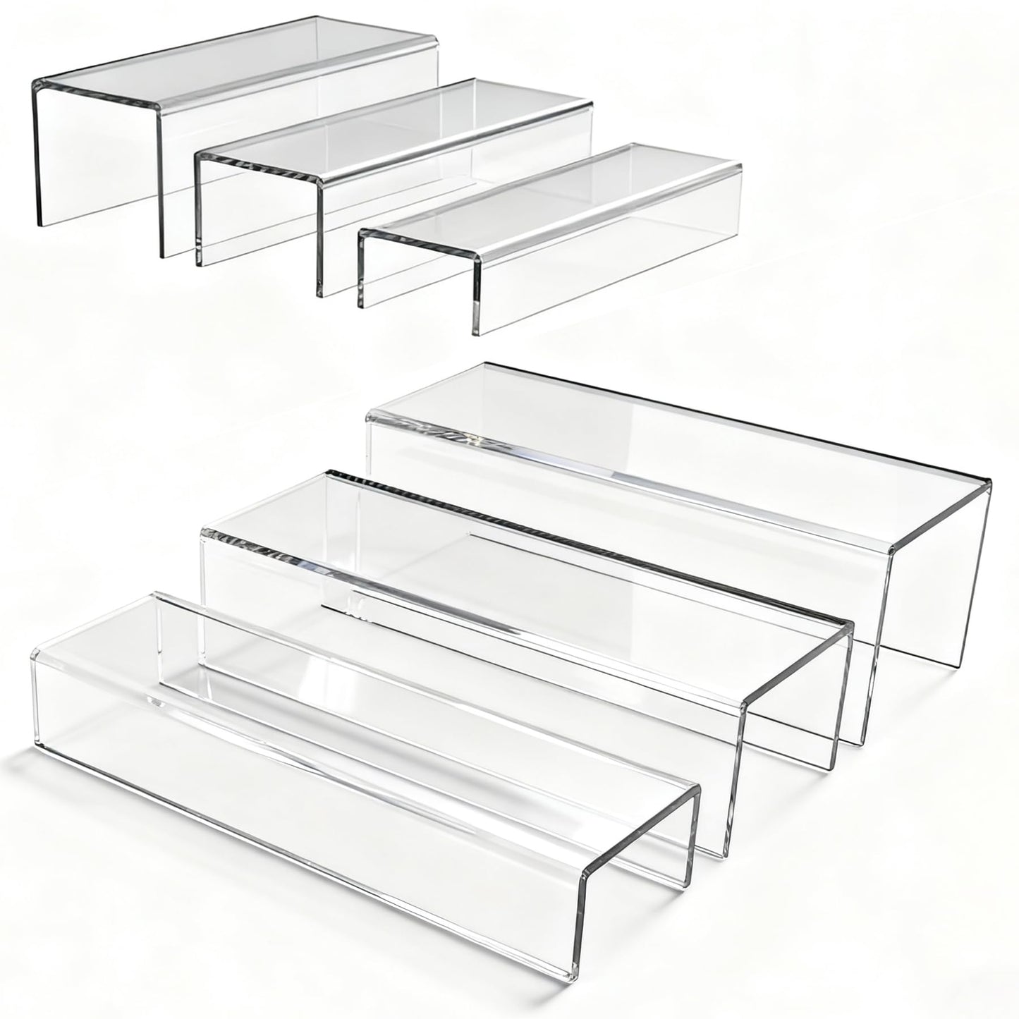 MerryNine Clear Acrylic Display Risers Stable Multi-Size