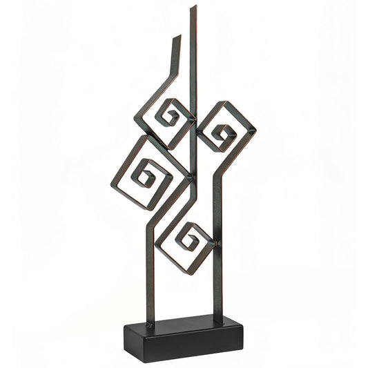 LNXMES Abstract Metal Sculpture Home Decor – Modern Minimalist Line Art Statue Decorations for Table, Shelf, Living Room, Office & Entryway (Geometric Line Art Metal Sculpture)