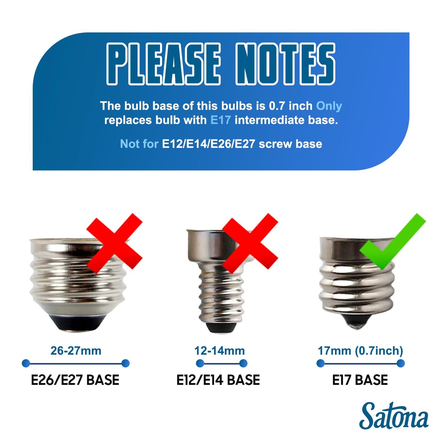 SATONA Microwave Oven Bulbs - Model 8206232A, 125V 40W E17 Base - Ideal for Under Hood, Lava Lamps, Salt Lamps - Compatible with Part Numbers 1890433, 8206232, AP4512653 (8)