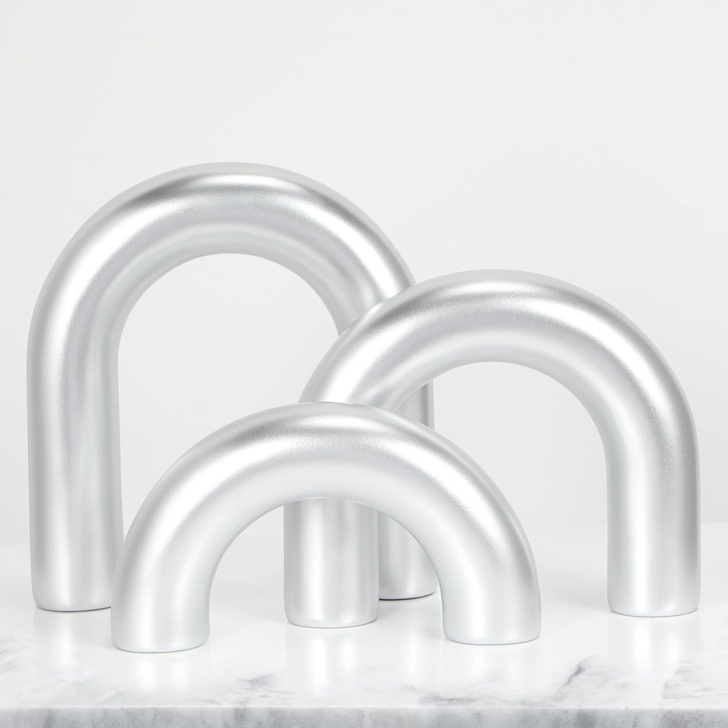 HMASYO 3Pcs Sliver Arch Decorative Objects Statue, Coffee Table Bookshelf Aesthetic Decor for Living Room Bedroom, Knick Knacks Home Table Top Decor for Shelves Boho Office Decor