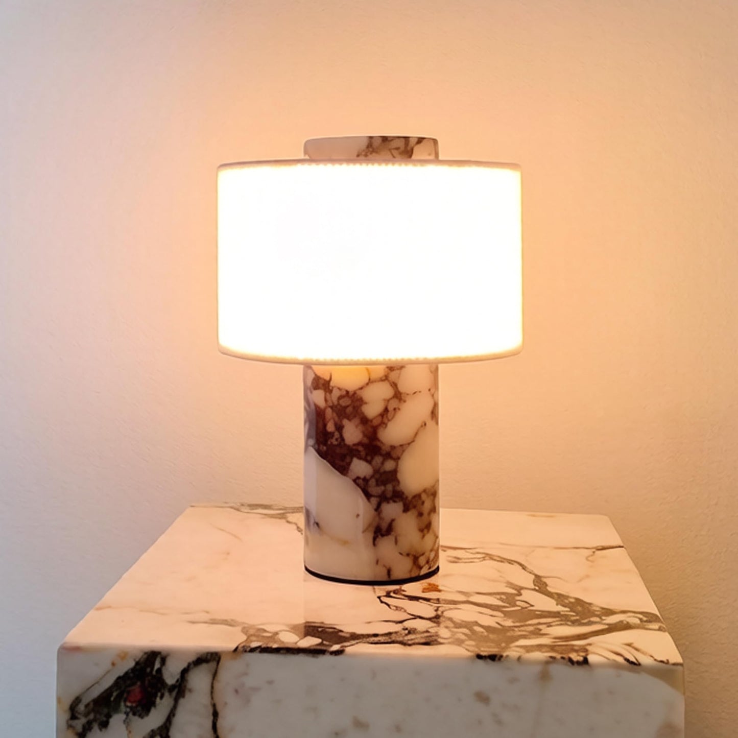 BSOD Marble Lamp, Stone Table Lamps Rechargeable Modern Decorative Touch Dimmable Cordless Luxury Design Bedside Lamp for Home Decor, Bedroom, Living Room & Office (Rechargeable Calacatta Viola Lamp)