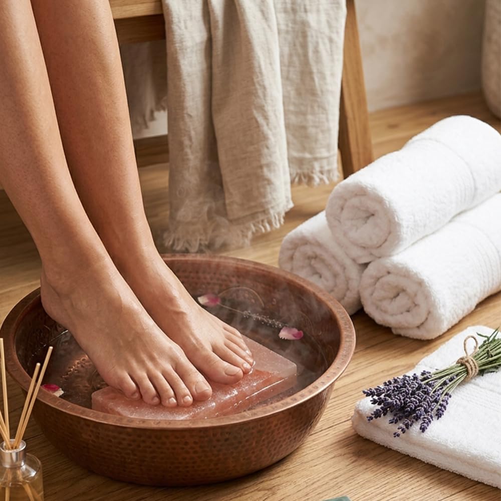 2 Himalayan Salt Foot Tiles Pair of Natural Pink Salt Blocks for Feet, Rest & Spa Stones Natural Salt Block, Salt Brick for Foot Soak, Relaxation & Odor Neutralizer