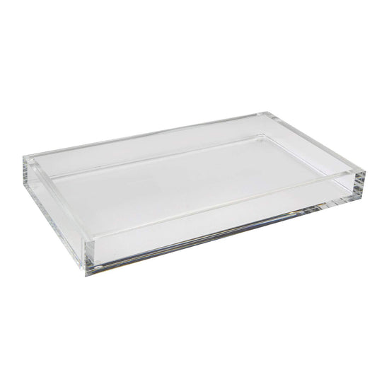 Tizo Design Elegant Lucite Tray, 12" x 8" Acrylic, Multiple Colors Available (Clear)
