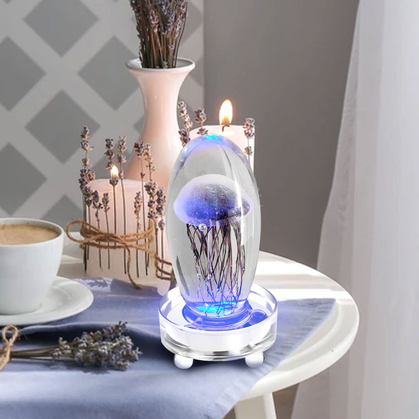 Aepiraza Crystal Led Light Base for 3D Display Lighted Up, 4 LED Bead 7 Colors Led Crystal Light Base Multi-Color Automatic Flashing Show Stand for 3D Glass Art Craft Shows (Round)