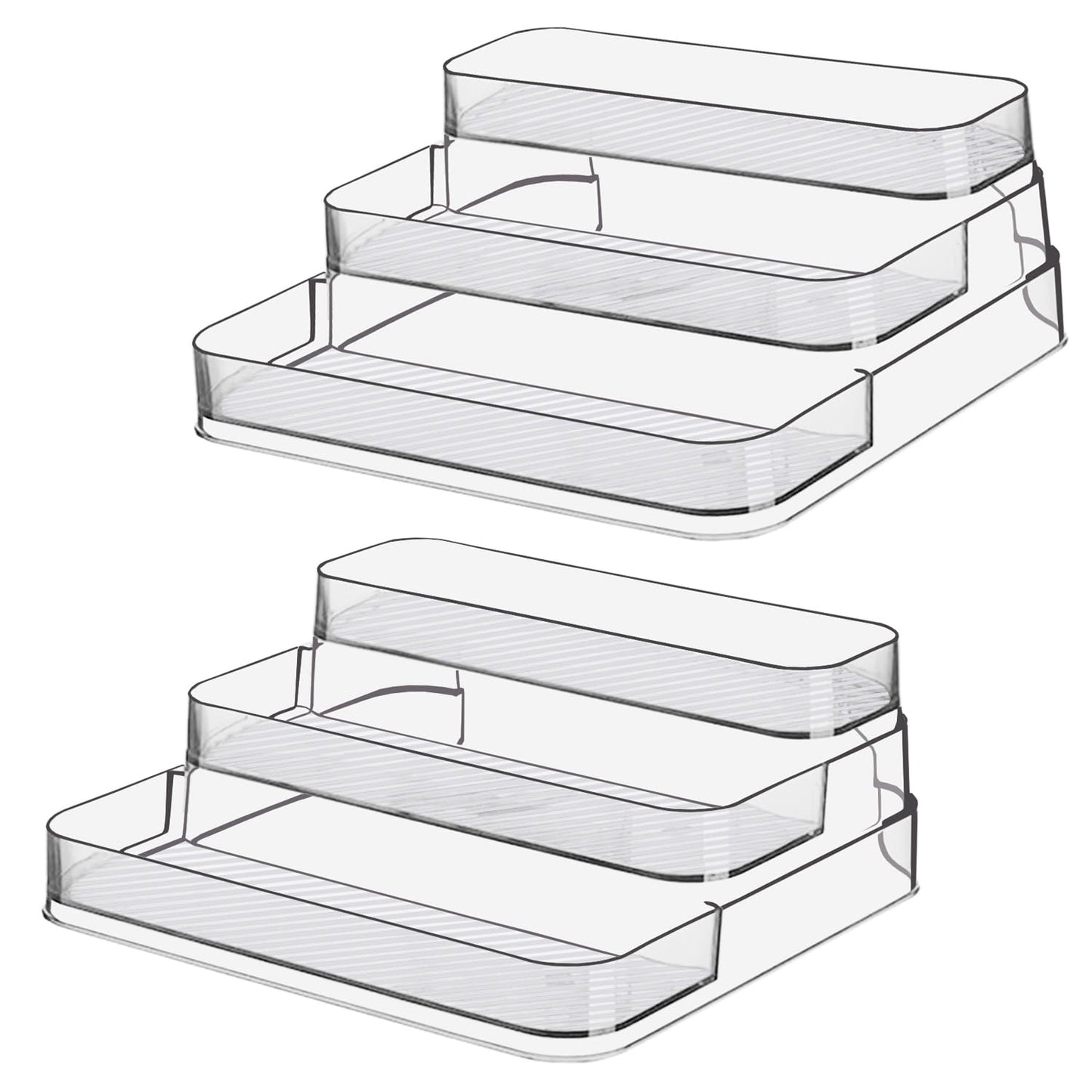Zilphoba 2pcs Acrylic Rack, No Assembly Clear 3 Tier Condiment Bottle Shelf Vanity Organizer for Cabinet Kitchen Bathroom