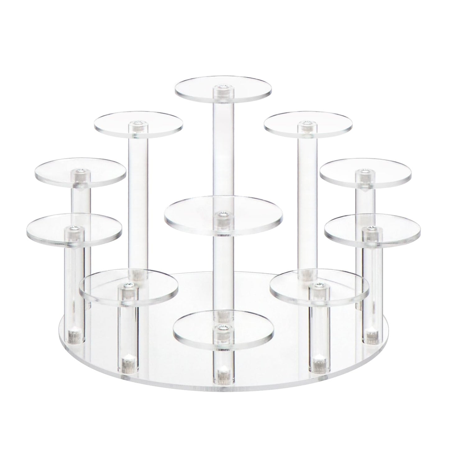 DIWNELEM Round Acrylic Jewelry Stand Acrylic Display Riser Stands Dessert Tower Display Tower for Watch,Jewelry,Rings,Earrings,Mini Figurines,Cupcakes(Clear,11Tier)
