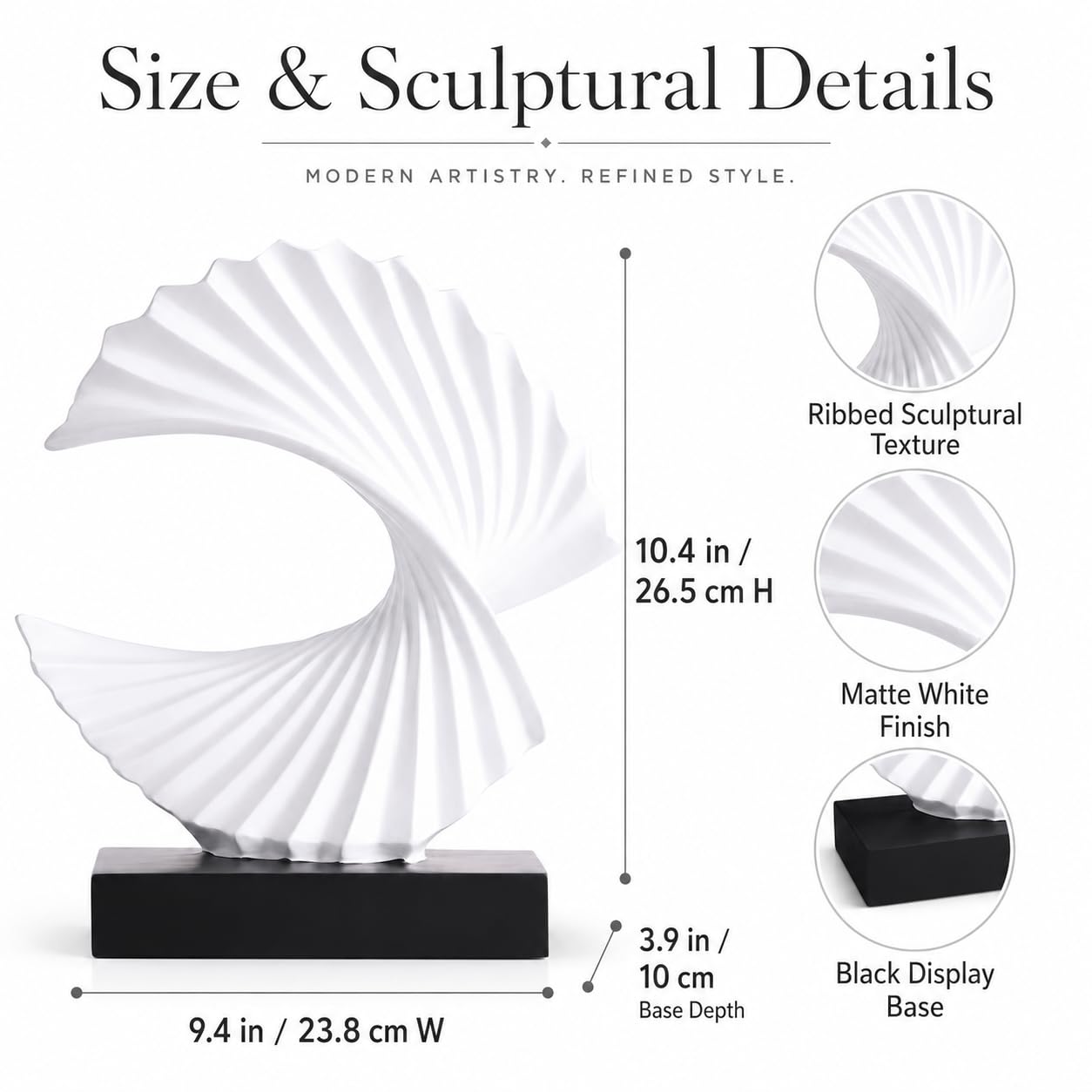 GAOSHENG White Wave Sculpture, Modern Ocean Wave Home Accents, Resin Art Statue for Shelf, Coffee Table, TV Stand Adornos Modernos