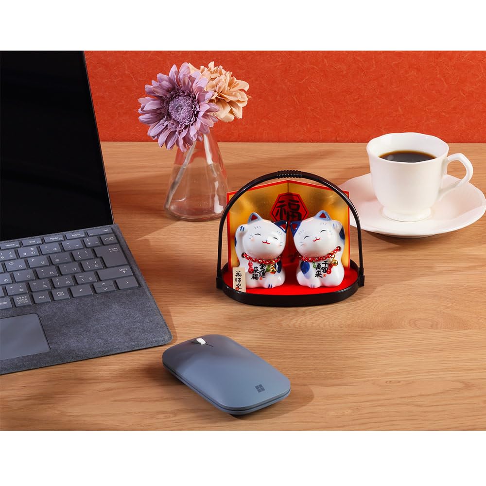 Lucky cat Good Luck Charms Japanese Decor Foutune Porcelain 4.2in 7633-Z-US