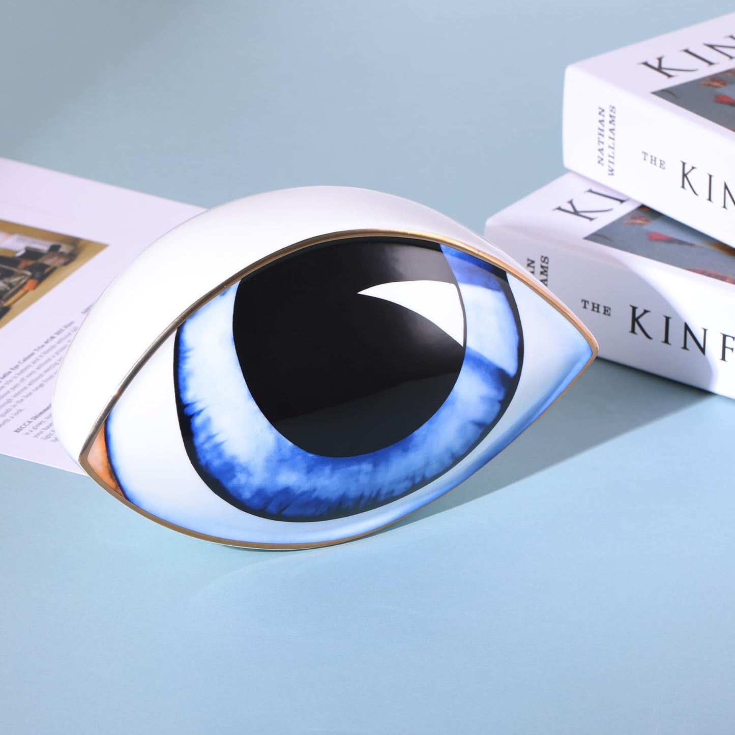 oliruim Big Eye Sculpture, Ceramic Eye Statue, Modern Design Decor Home Living Room, Entryway, Bedroom, TV Stand, Shelf, Spiritual Decor Dining Table Centerpiece (Green)