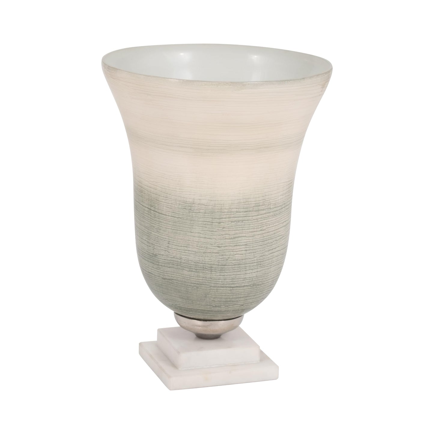 Sagebrook Home Glass Vase with Metal & Stone Base - Elegant Decorative Flower Vase for Home, Office, Living Room & Table Decor - 12" Green