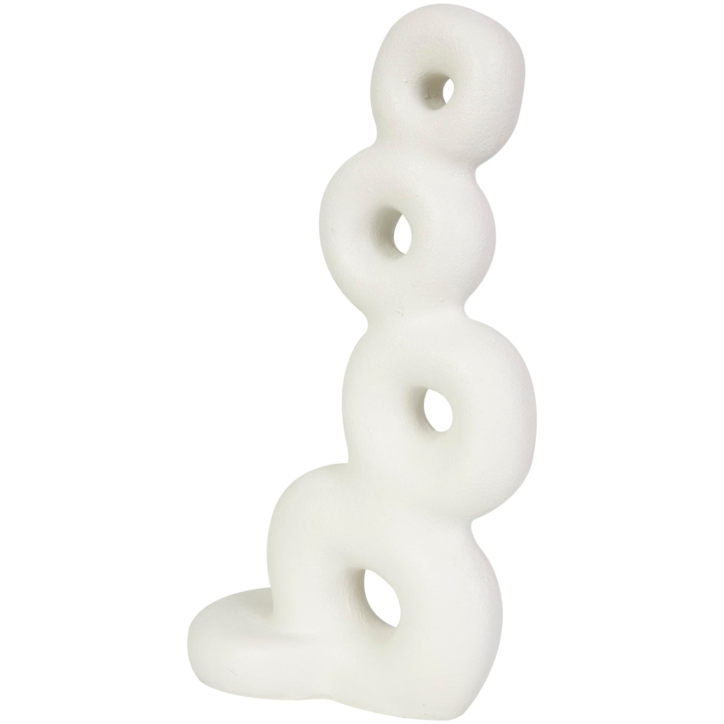 Deco 79 Resin Abstract Decorative Sculpture Stacked Circle Ring Home Decor Statue, Accent Figurine 11" x 5" x 18", White