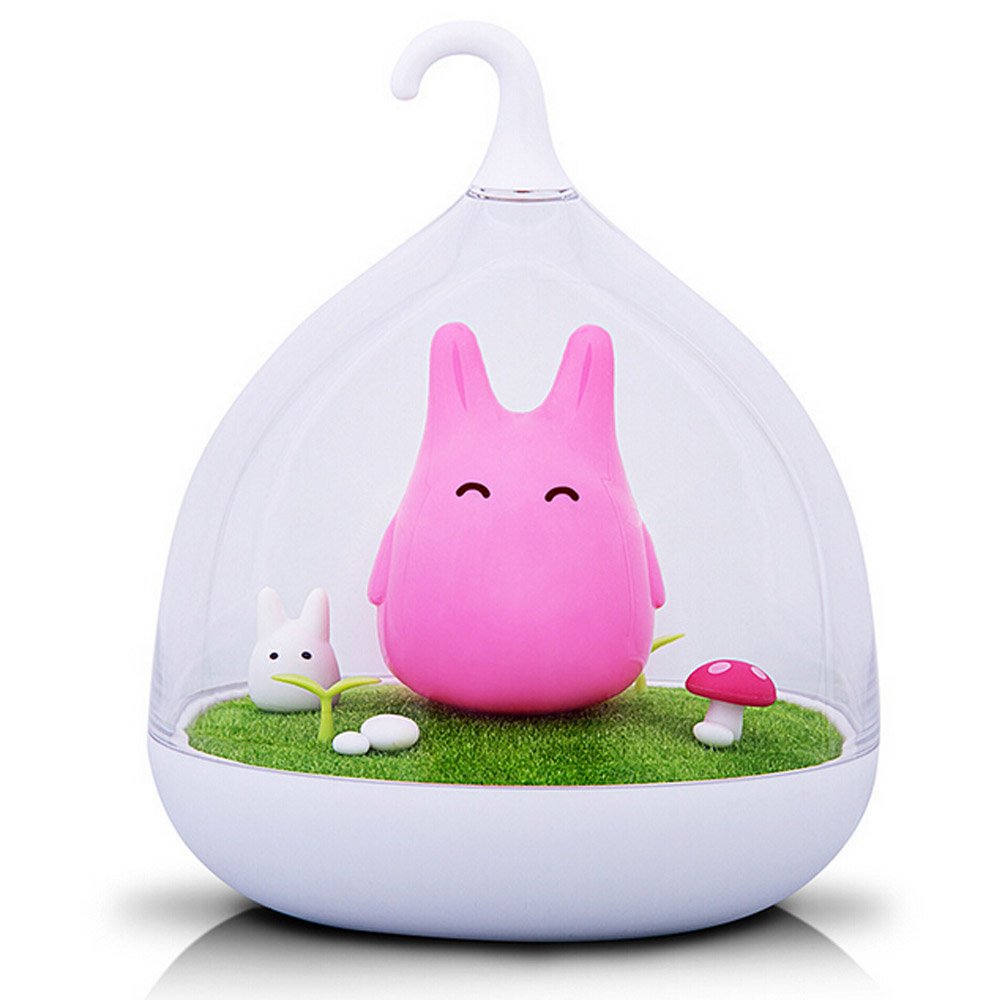 WOMHOPE Children's Night Lights Rechargeable Hand-held Design Tap Sensor Vibration Cage Lamp Night Lights for Kids, Baby,Valentines Gift,Outdoor Lamp (Pink Bunny)